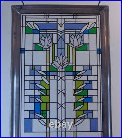Frank Lloyd Wright Foundation Cert. Water Lilies Stained Glass Panel 17.25 Long