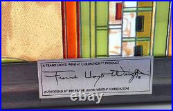 Frank Lloyd Wright Foundation STAINED GLASS Panel Suncatcher 12 by 11