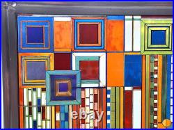 Frank Lloyd Wright Foundation STAINED GLASS Panel Suncatcher 12 by 11