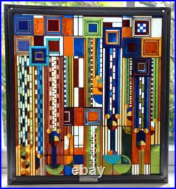 Frank Lloyd Wright Foundation STAINED GLASS Panel Suncatcher 12 by 11