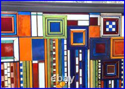 Frank Lloyd Wright Foundation STAINED GLASS Panel Suncatcher 12 by 11