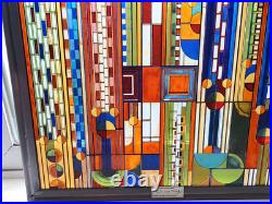 Frank Lloyd Wright Foundation STAINED GLASS Panel Suncatcher 12 by 11