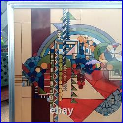 Frank Lloyd Wright Foundation Stained Glass Art Panel Vintage