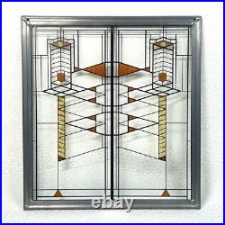 Frank Lloyd Wright Foundation Stained Glass Art Panel Vintage 2544G