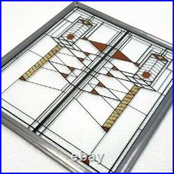 Frank Lloyd Wright Foundation Stained Glass Art Panel Vintage 2544G