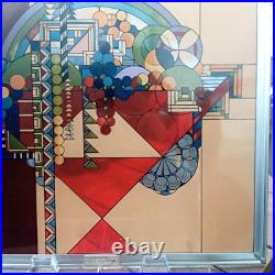Frank Lloyd Wright Foundation Stained Glass Art Panel Vintage Used From Japan