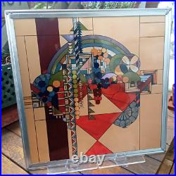 Frank Lloyd Wright Foundation Stained Glass Art Panel Vintage Used From Japan