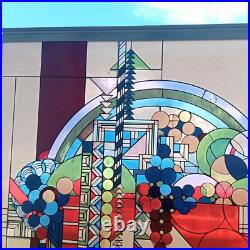 Frank Lloyd Wright Foundation Stained Glass Art Panel Vintage Used From Japan