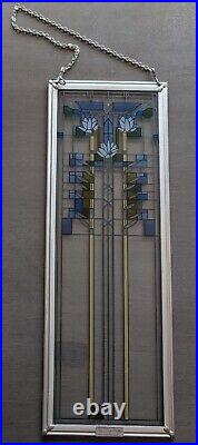 Frank Lloyd Wright Foundation WATERLILLIES Stained Glass Panel with Chain