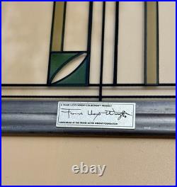 Frank Lloyd Wright Foundation Waterlilies Framed Stained Glass Panel 17x6