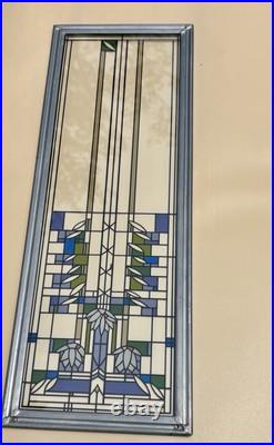 Frank Lloyd Wright Foundation Waterlilies Framed Stained Glass Panel 17x6
