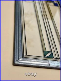 Frank Lloyd Wright Foundation Waterlilies Framed Stained Glass Panel 17x6