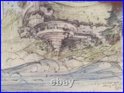 Frank Lloyd Wright Framed Poster SEACLIFF Project Autographed 22x35 NM Japan