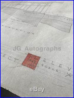 Frank Lloyd Wright Frederick House Barrington Hills, Illinois Signed Drawing