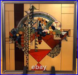 Frank Lloyd Wright Fruit Bowl Stained Glass Panel Art Sun Catcher 11.75 inch