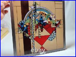 Frank Lloyd Wright Fruit Bowl Stained Glass Panel Art Sun Catcher 11.75 inch