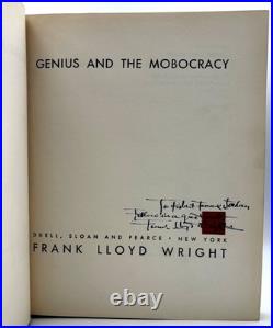 Frank Lloyd Wright / Genius and the Mobocracy Signed 1st Edition 1949
