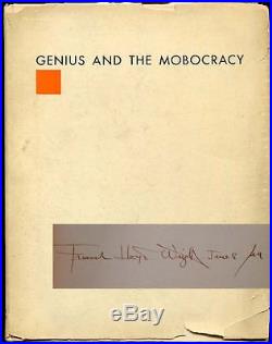 Frank Lloyd Wright / Genius & the Mobocracy 1949 Architecture Signed 1st ed