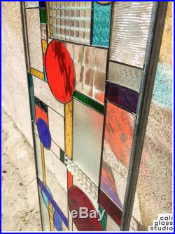 Frank Lloyd Wright Geometric Abstract Tiffany Stained Glass Window Panel 40 INCH