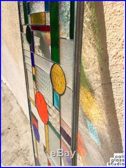 Frank Lloyd Wright Geometric Abstract Tiffany Stained Glass Window Panel 40 INCH