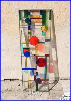 Frank Lloyd Wright Geometric Abstract Tiffany Style Stained Glass Window Panel 2