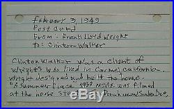 Frank Lloyd Wright Handwritten Letter On Postcard Signed Twice To Client Clinton