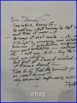 Frank Lloyd Wright Handwritten Signed Memorandum St Francis Hotel Guggenheim