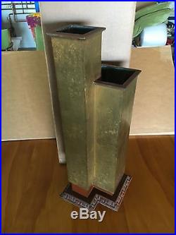 Frank Lloyd Wright Heritage Henredon Mid-Century Cast Bronze Duo Vase