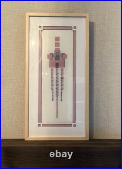 Frank Lloyd Wright Hollyhock House Needlepoint Textile Art Framed 12x24
