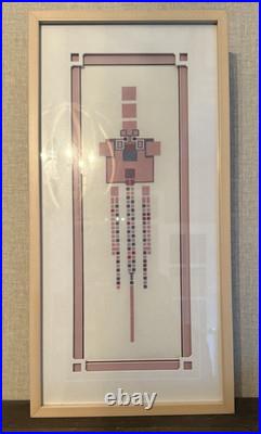 Frank Lloyd Wright Hollyhock House Needlepoint Textile Art Framed 12x24
