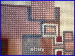 Frank Lloyd Wright Hollyhock House Needlepoint Textile Art Framed 12x24