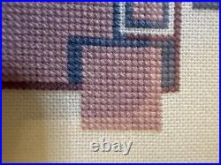 Frank Lloyd Wright Hollyhock House Needlepoint Textile Art Framed 12x24