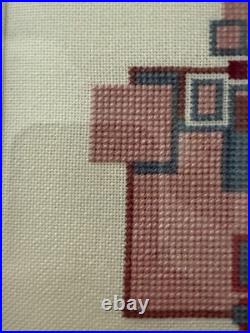 Frank Lloyd Wright Hollyhock House Needlepoint Textile Art Framed 12x24
