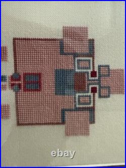 Frank Lloyd Wright Hollyhock House Needlepoint Textile Art Framed 12x24 Frank Lloyd Wright Hollyhock House Needlepoint Textile Art Framed 12x24