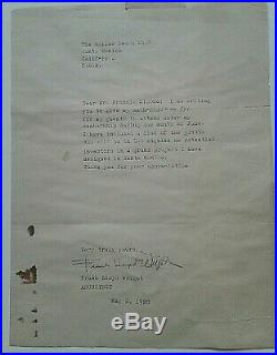 Frank Lloyd Wright Important Letter Signed To Gables Beach Club Santa Monica