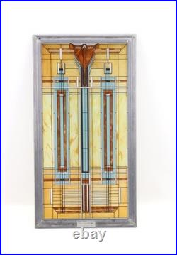 Frank Lloyd Wright Inspired Art Glass Panel Hanging Window Decor