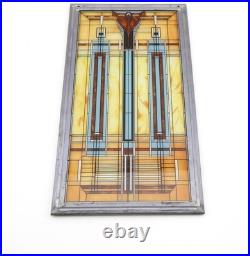 Frank Lloyd Wright Inspired Art Glass Panel Hanging Window Decor