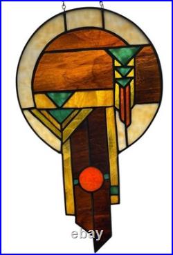 Frank Lloyd Wright Inspired Stained Glass Sun Catcher Prairie School Style Vtg