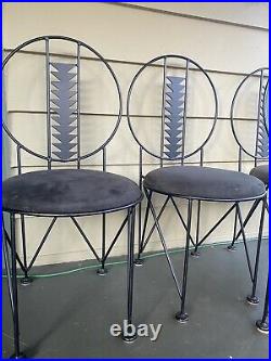 Frank Lloyd Wright Inspired Style Midway Chair Set of Wrought Iron Chairs