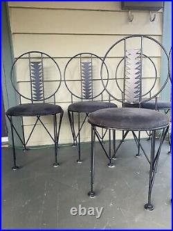 Frank Lloyd Wright Inspired Style Midway Chair Set of Wrought Iron Chairs
