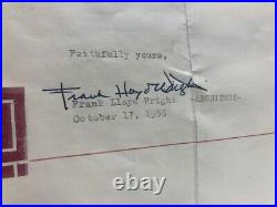 Frank Lloyd Wright Letter Signed To Don Duncan Oct 17, 1956 (cmp035838)