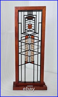 Frank Lloyd Wright Licensed Framed Stained Glass Panel Reproduction Vintage 18