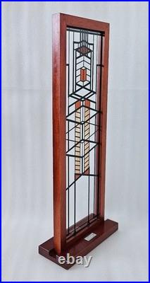 Frank Lloyd Wright Licensed Framed Stained Glass Panel Reproduction Vintage 18