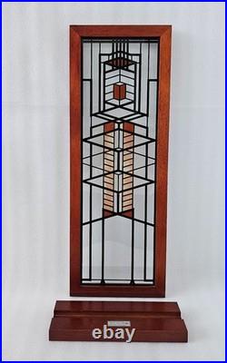 Frank Lloyd Wright Licensed Framed Stained Glass Panel Reproduction Vintage 18