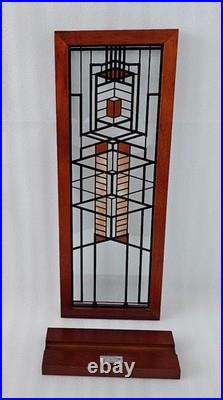 Frank Lloyd Wright Licensed Framed Stained Glass Panel Reproduction Vintage 18