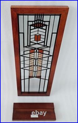 Frank Lloyd Wright Licensed Framed Stained Glass Panel Reproduction Vintage 18