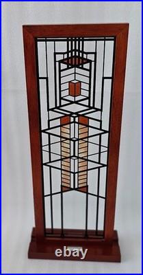 Frank Lloyd Wright Licensed Framed Stained Glass Panel Reproduction Vintage 18