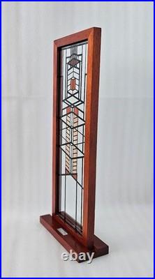 Frank Lloyd Wright Licensed Framed Stained Glass Panel Reproduction Vintage 18