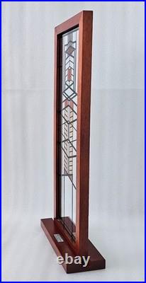 Frank Lloyd Wright Licensed Framed Stained Glass Panel Reproduction Vintage 18