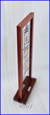 Frank Lloyd Wright Licensed Framed Stained Glass Panel Reproduction Vintage 18